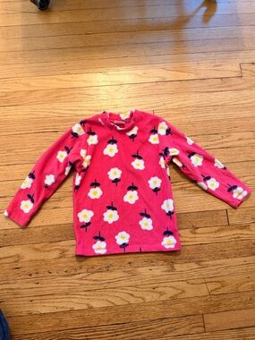 Hanna Andersson Pink Floral Fleece Long-Sleeve Size 6-7